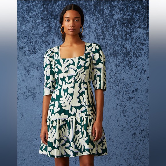 Marie Oliver Dresses & Skirts - Floral Green and White temma Dress by Marie Oliver